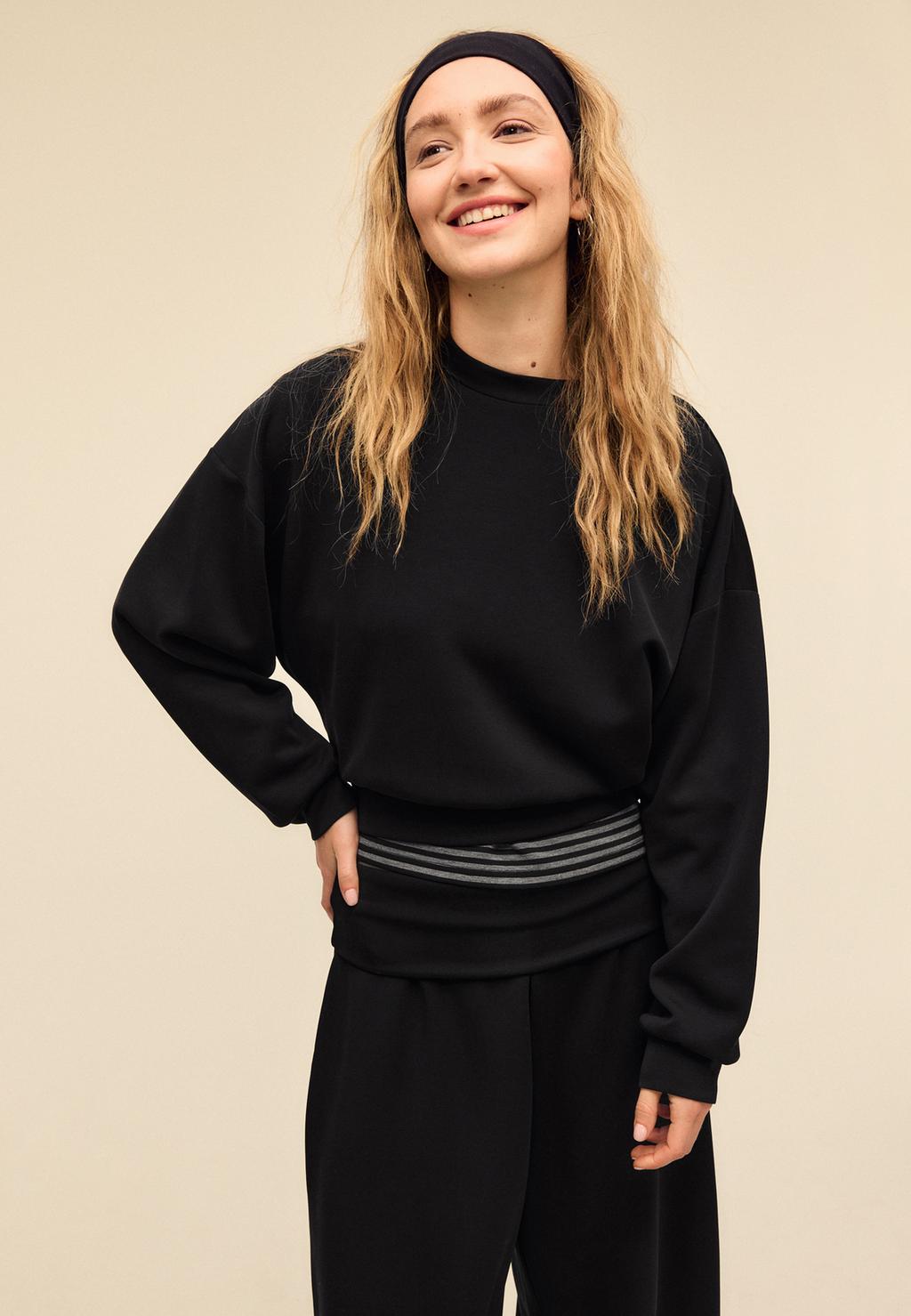 Soft-touch batwing sleeve sweatshirt