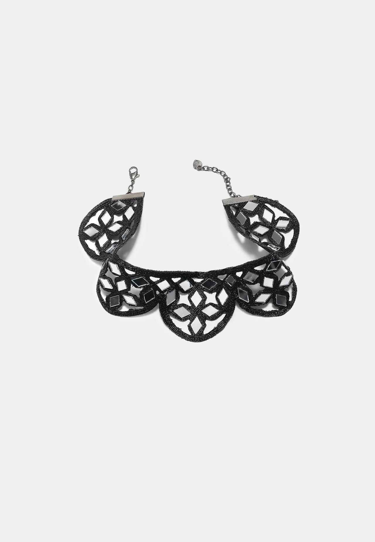 Wavy mirror choker necklace — Black