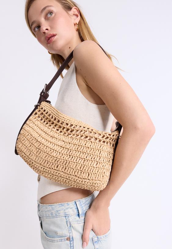 Stradivarius Mini Sac Bandoulière Crochet Écru Os