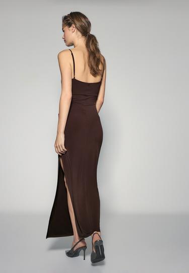 Gathered midi dress — Brown 4