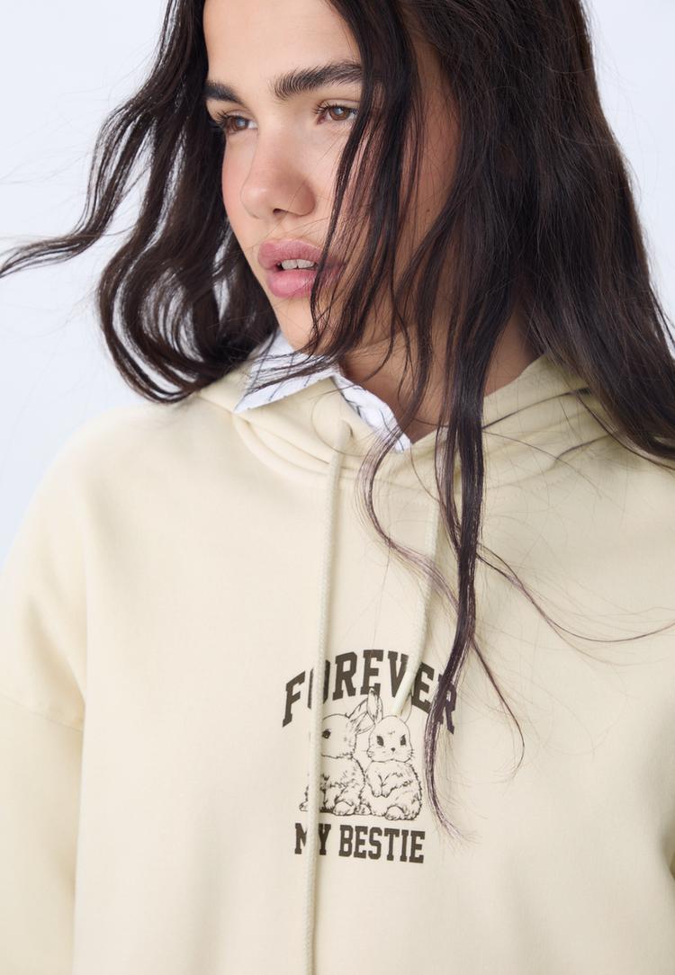 kapusonlu grafikli sweatshirt