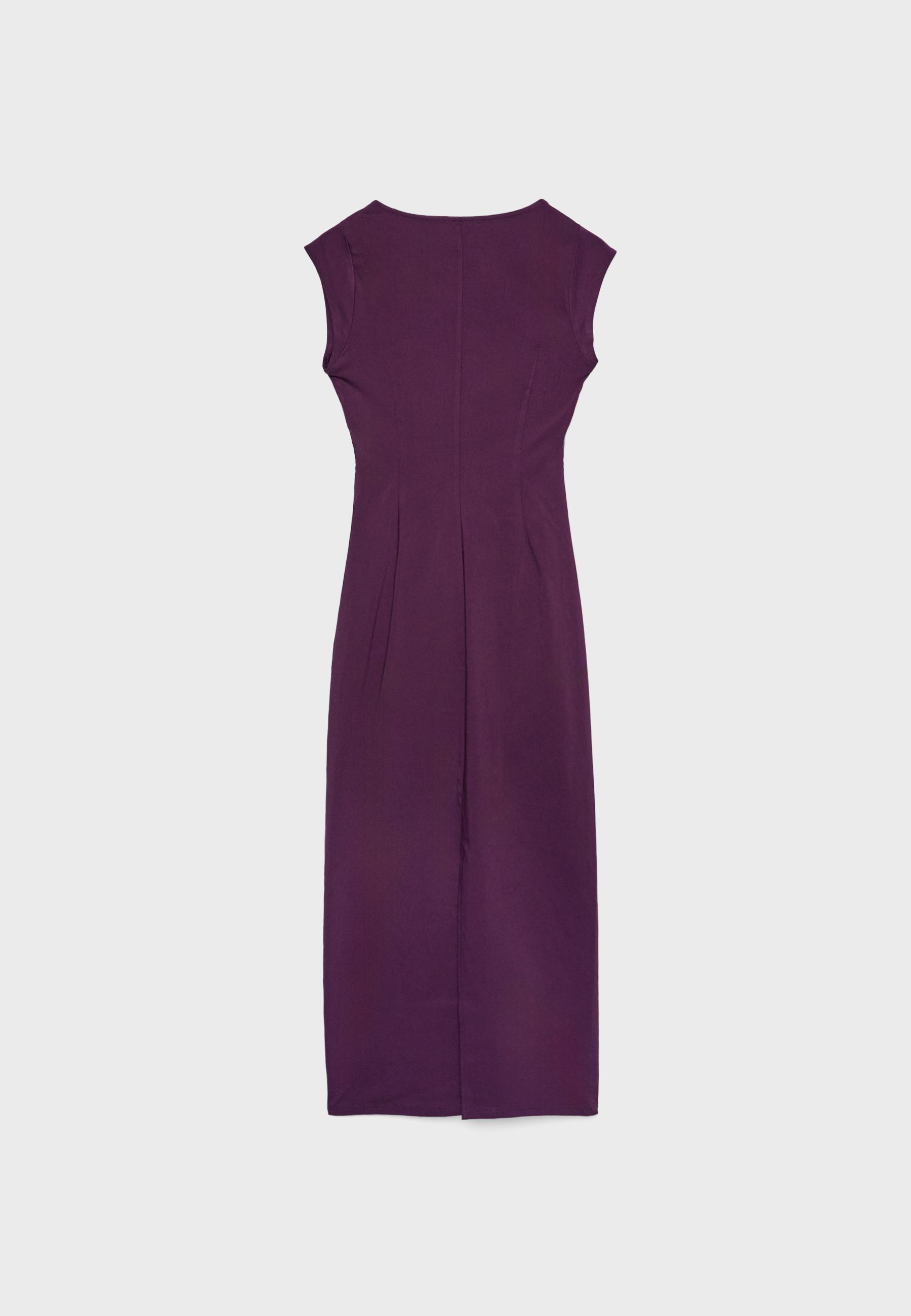 Gathered midi dress — Purple