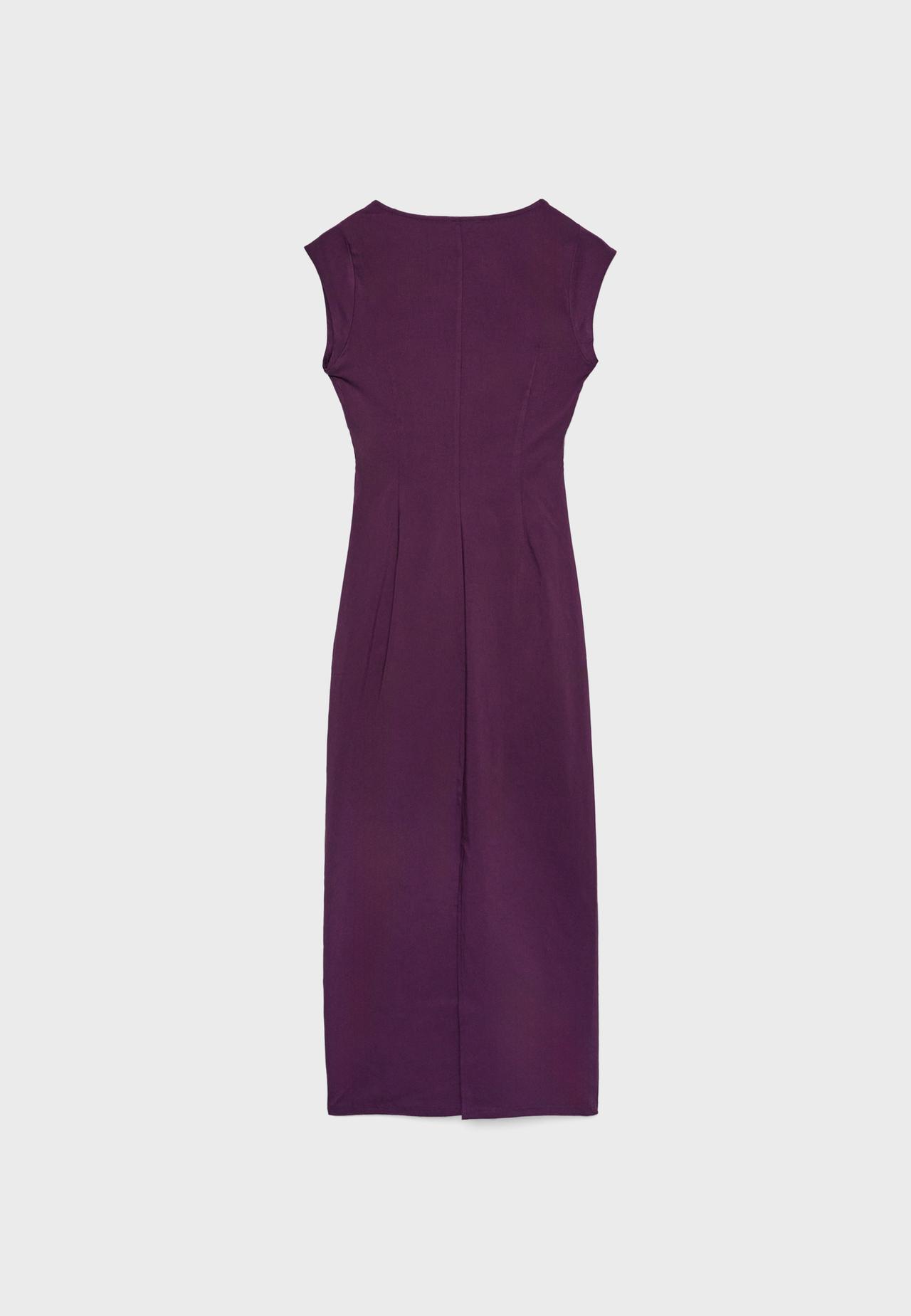 Gathered midi dress — Purple