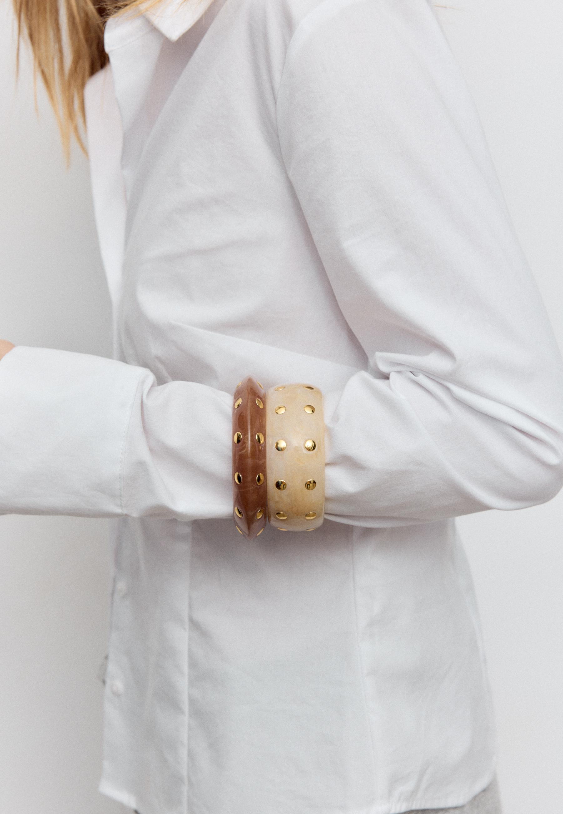 Set of 2 Studded Bracelets — Brown