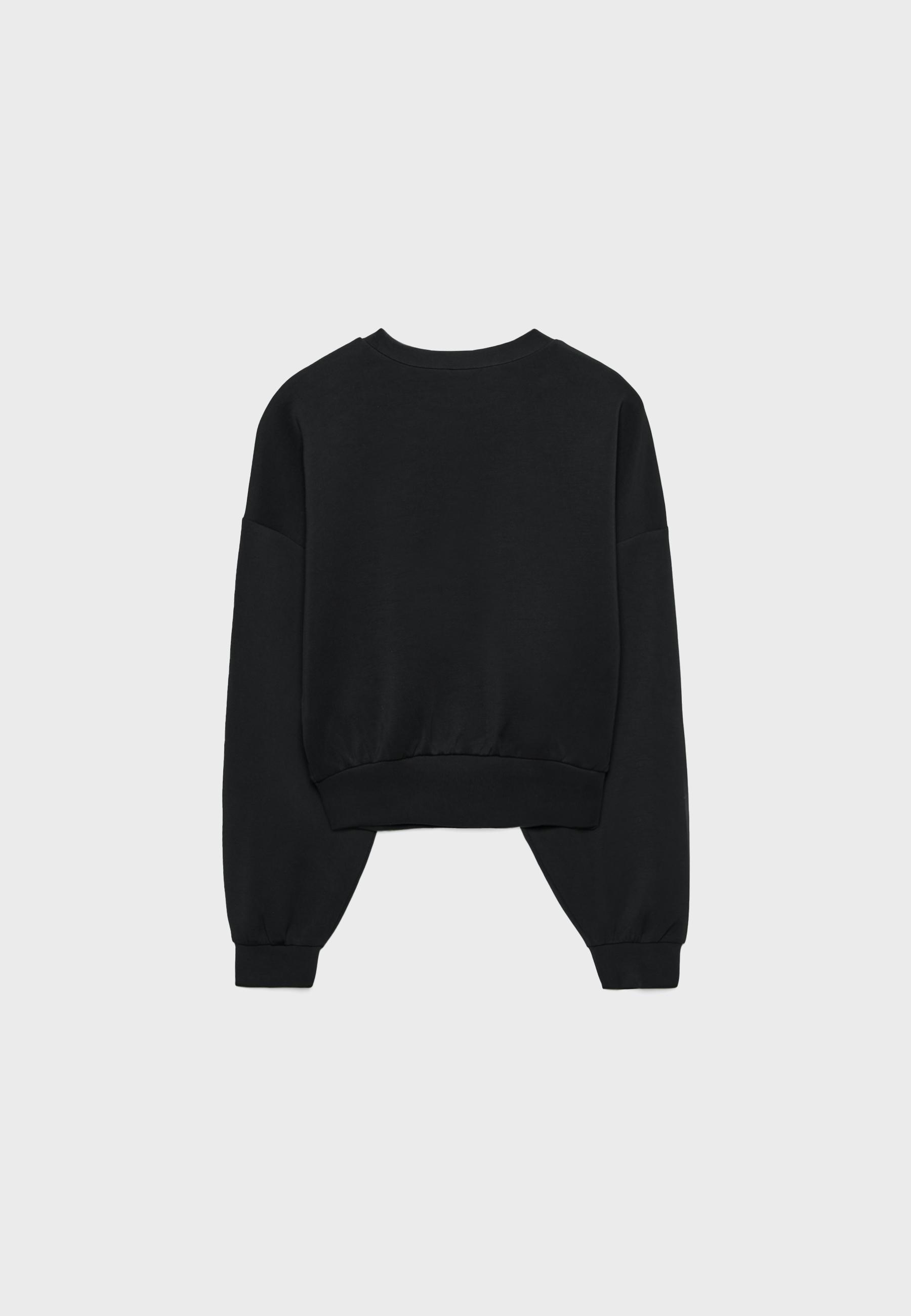 Soft-touch batwing sleeve sweatshirt — Black