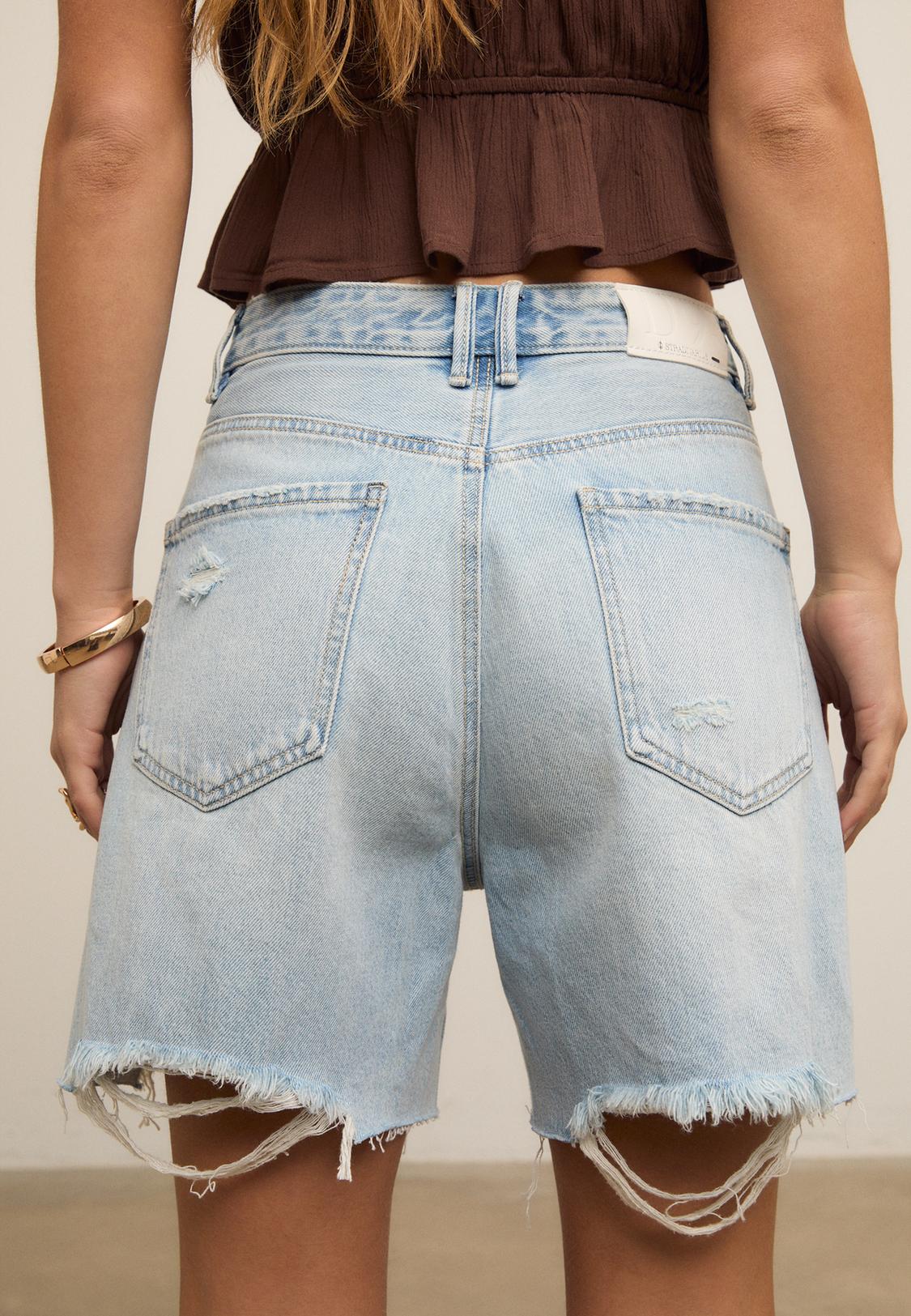 Abbinare Bermuda Ampi Donna Denim Shorts Shorts Neri Donna D93