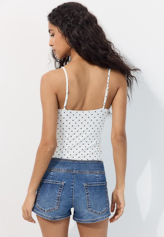 puantiyeli v yaka askılı body
