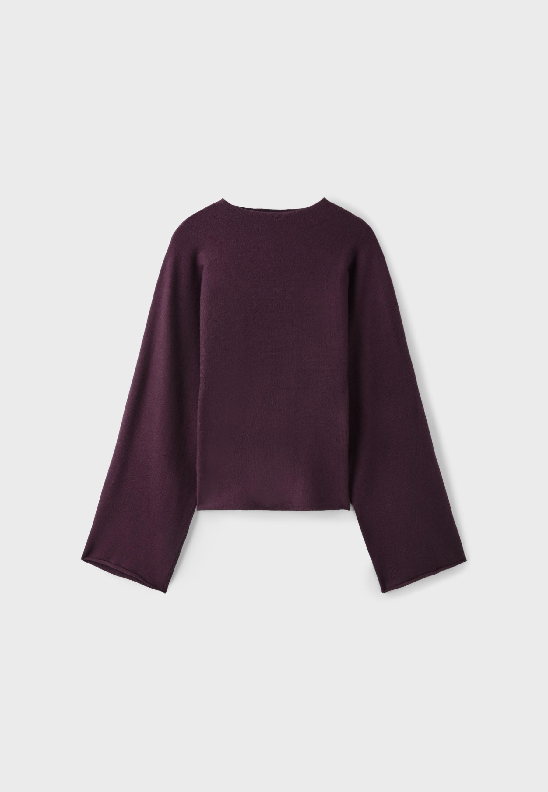 Stand collar knit jumper with kimono sleeves — Dark purple