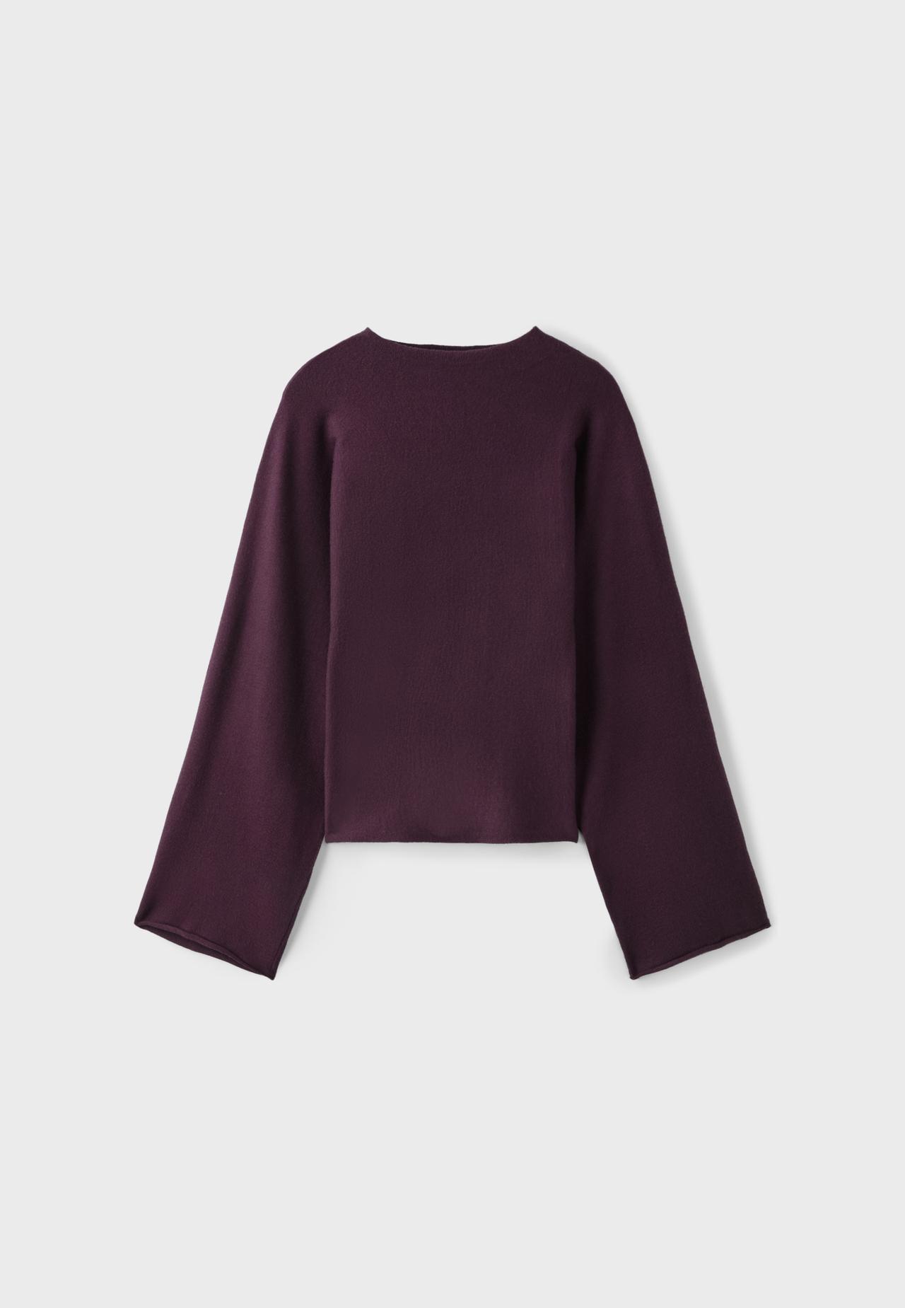 Knit jumper with kimono sleeves and stand collar — Dark purple