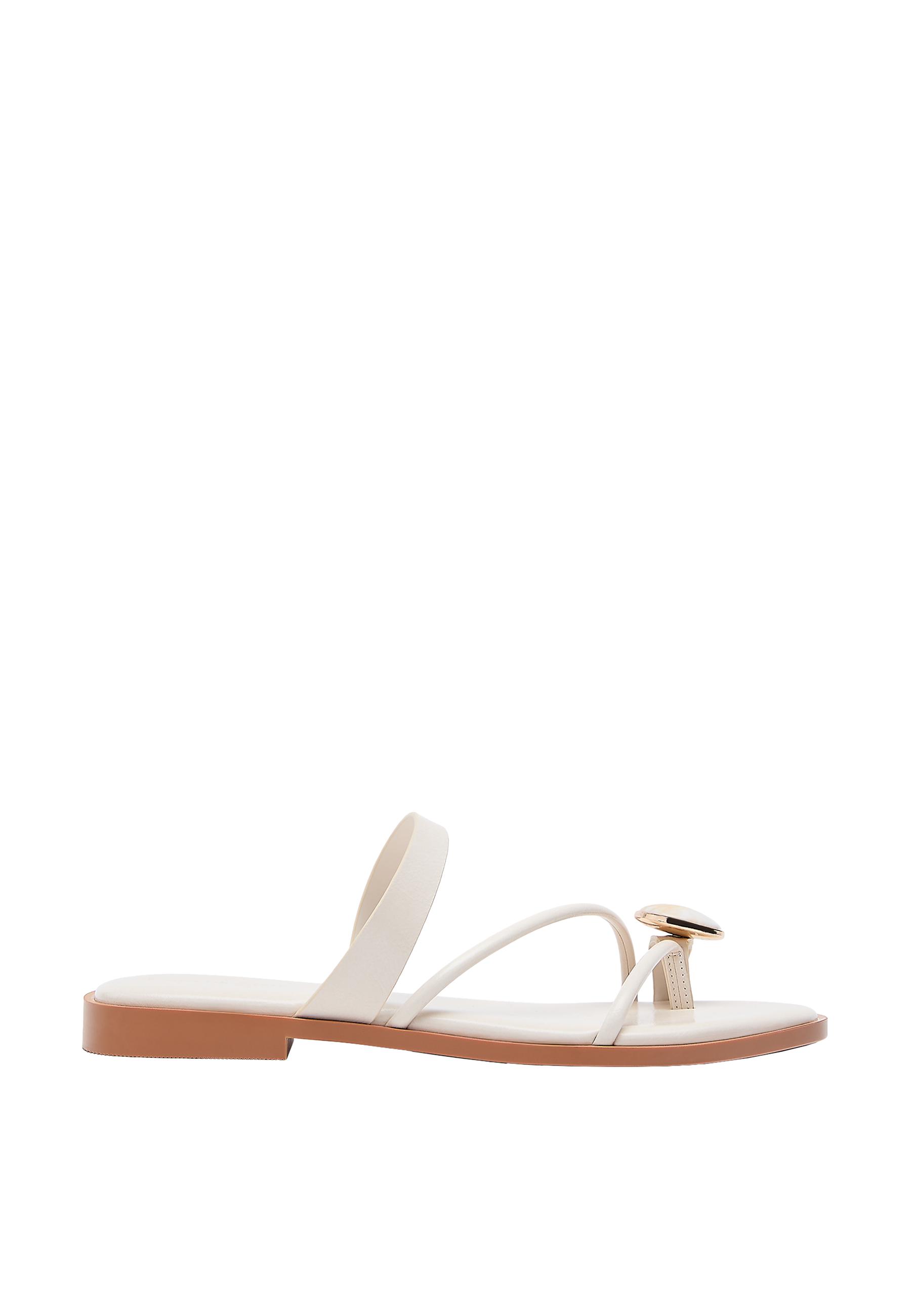 Flat sandals with stone detail — ECRU