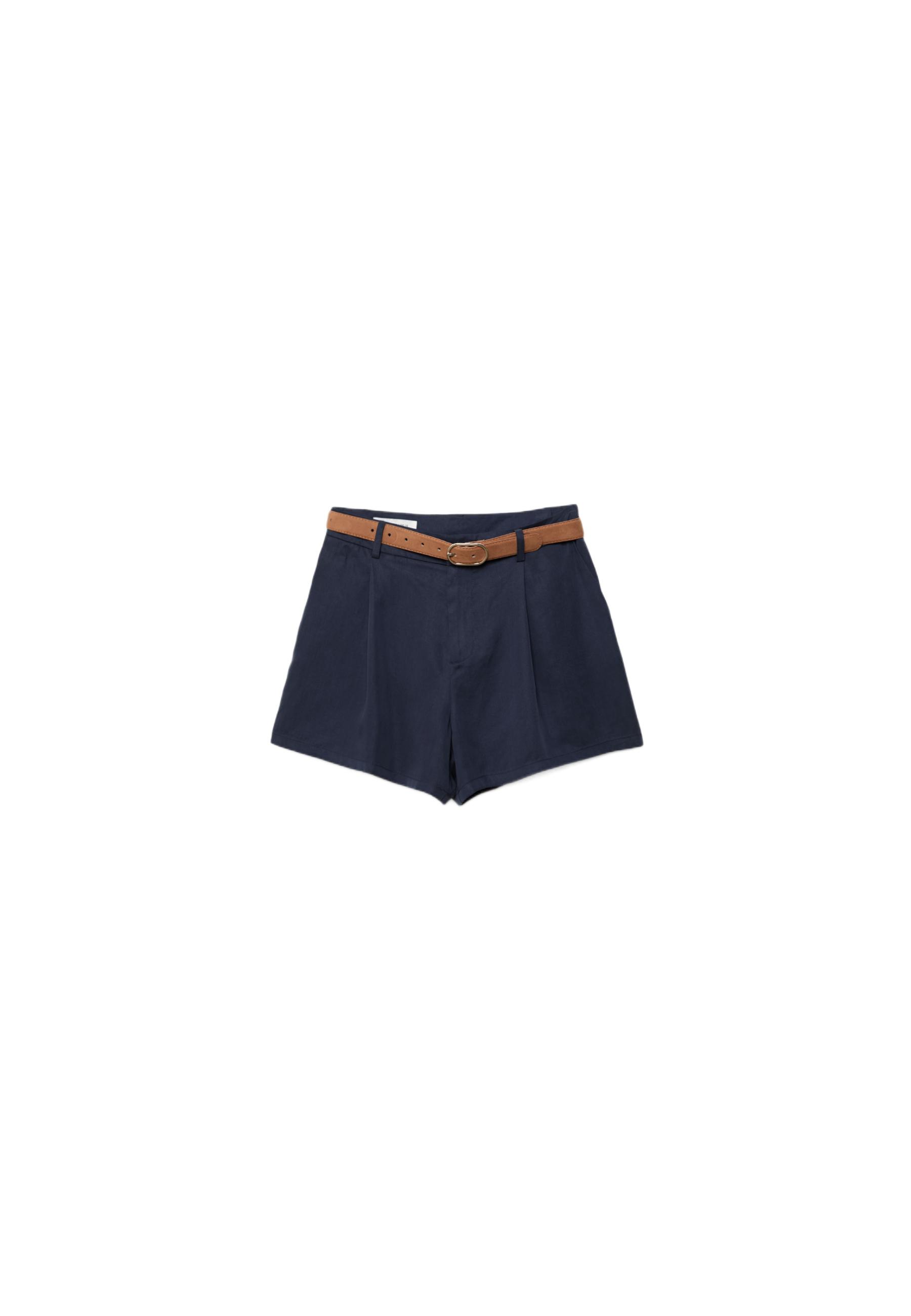 Flowing belted shorts — Dark blue