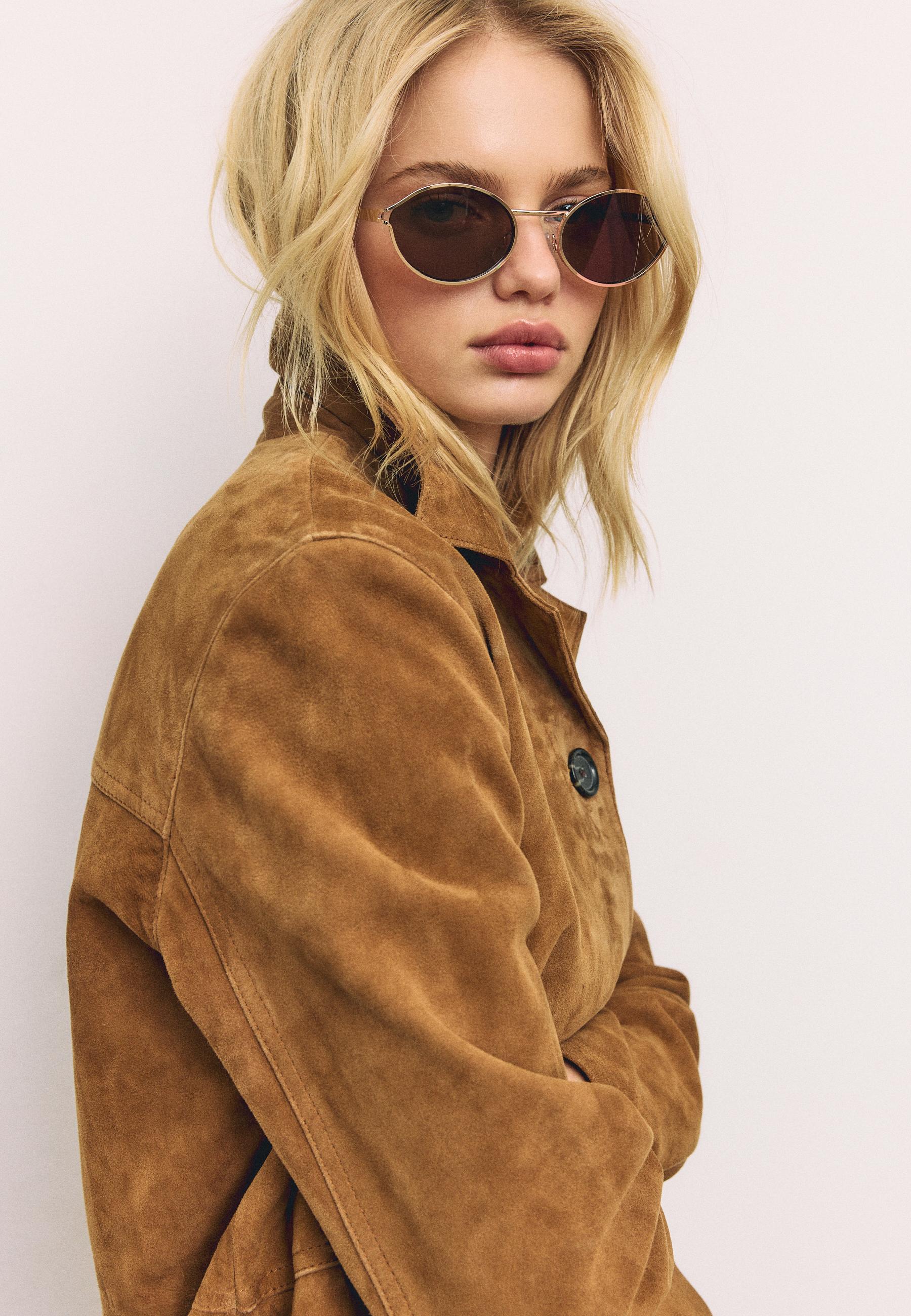 Leather Jacket with Pockets — Brown