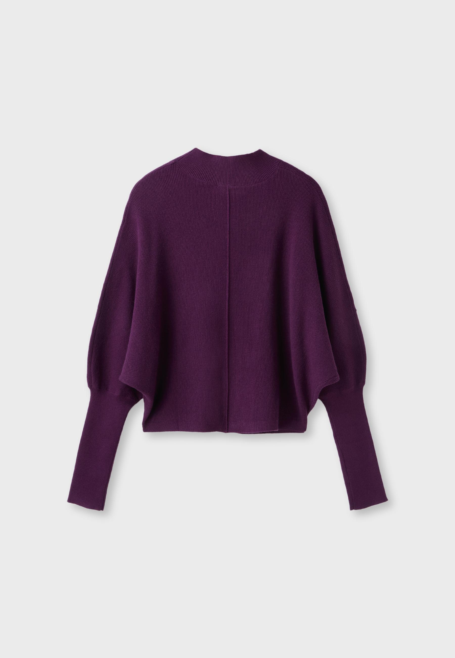 Batwing sleeve mock neck knit sweater — Dark purple