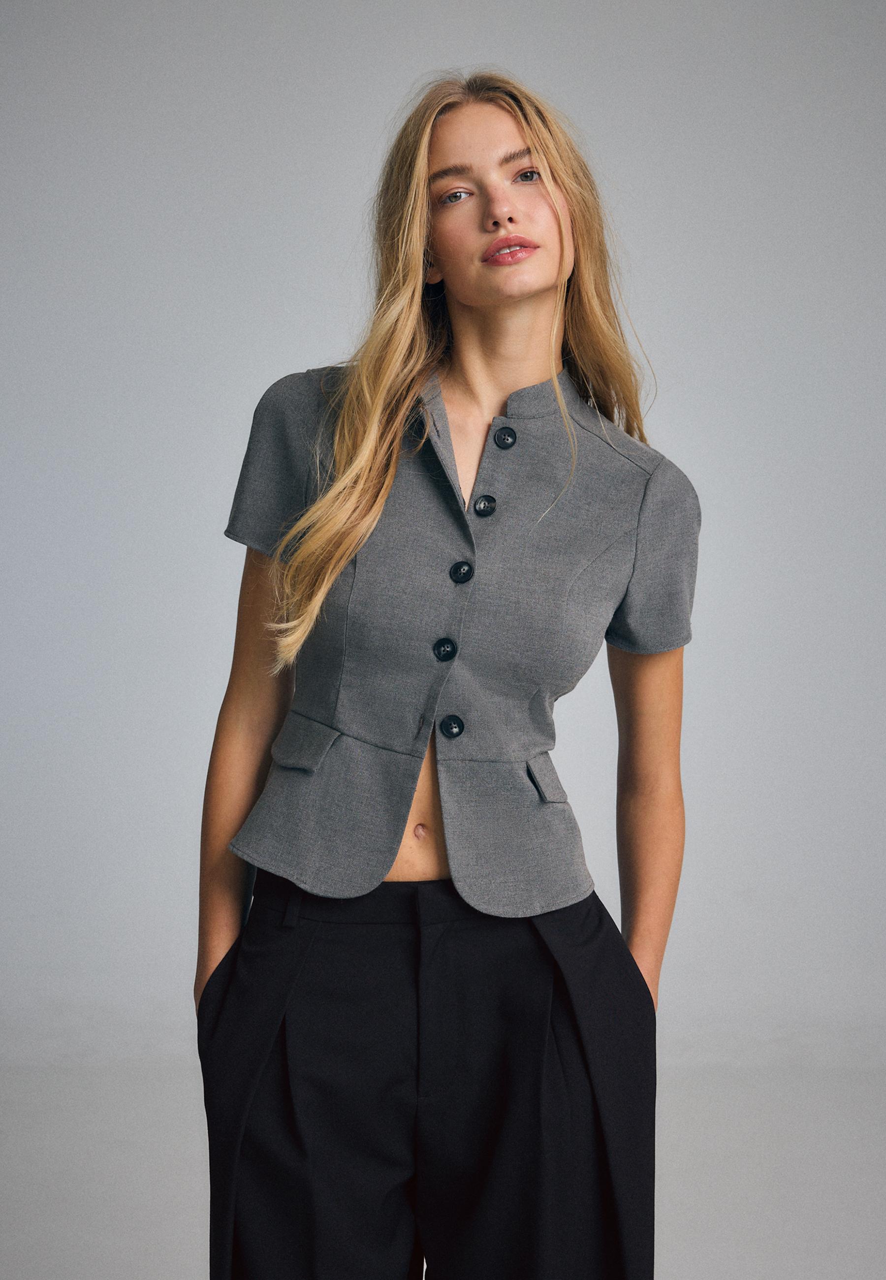 Fitted short sleeve shirt — Grey