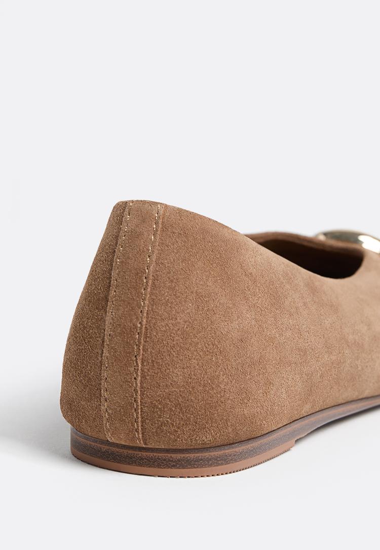 split leather ballet flats with detail