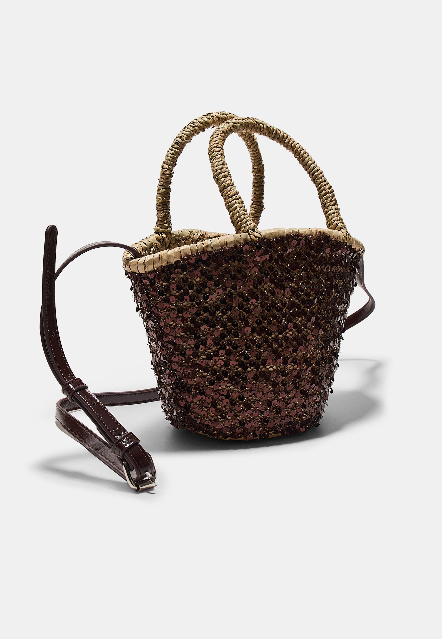Mini sequin tote bag — Brown