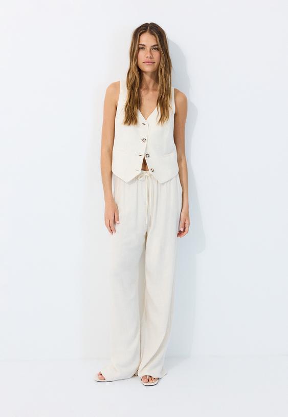 gilet linnenlook