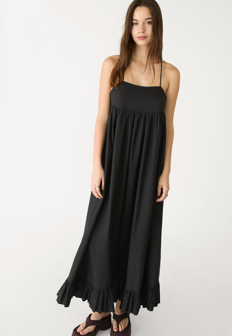 vestido largo popelin