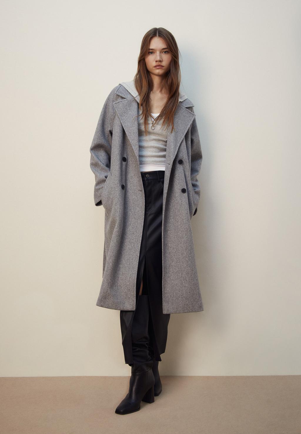 Abrigo trench tacto suave