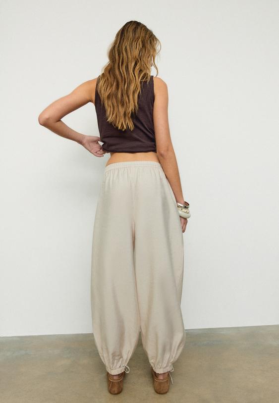 Stradivarius Lyocell Sarouel Trousers Ice L