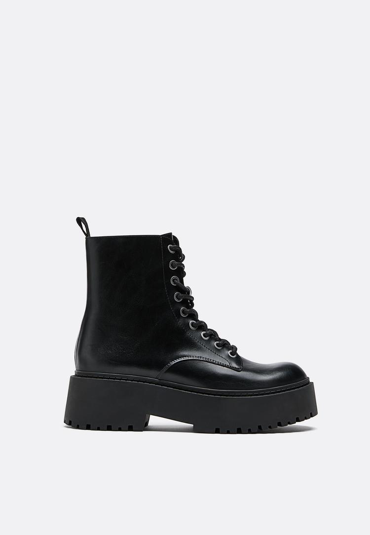 botins rasos com cordoes