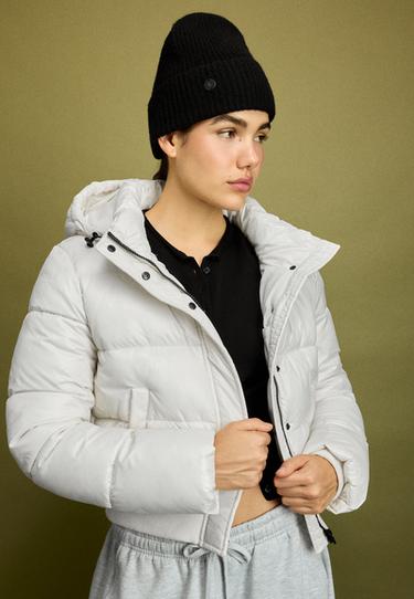 Shiny hooded padded jacket — Vanilla 3
