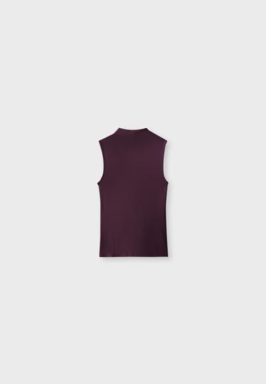 Sleeveless funnel neck T-shirt — Dark purple 7