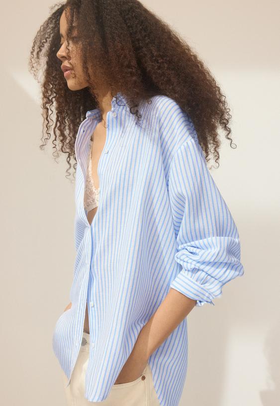 camisa efeito linho