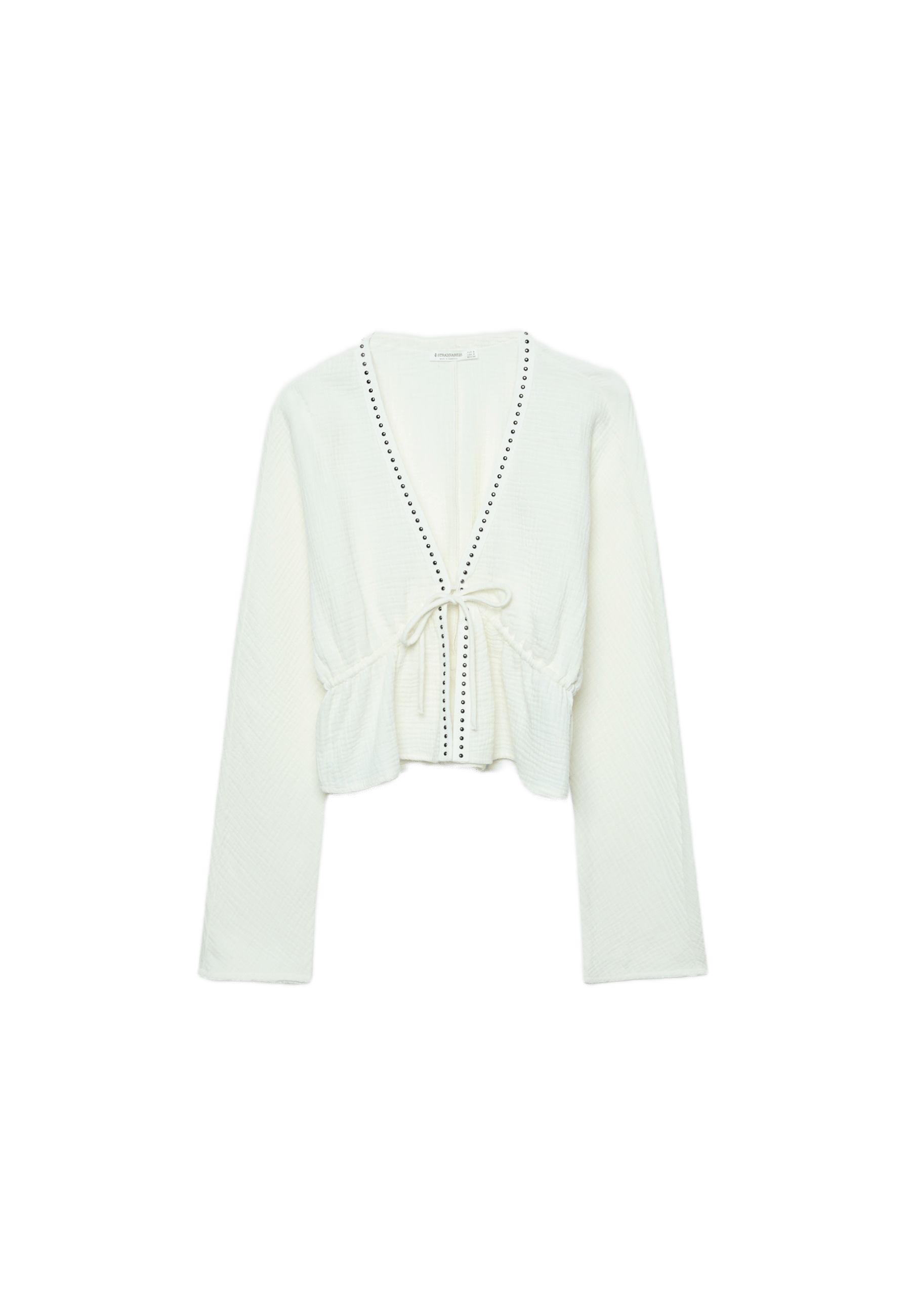 Open studded shirt — Ecru