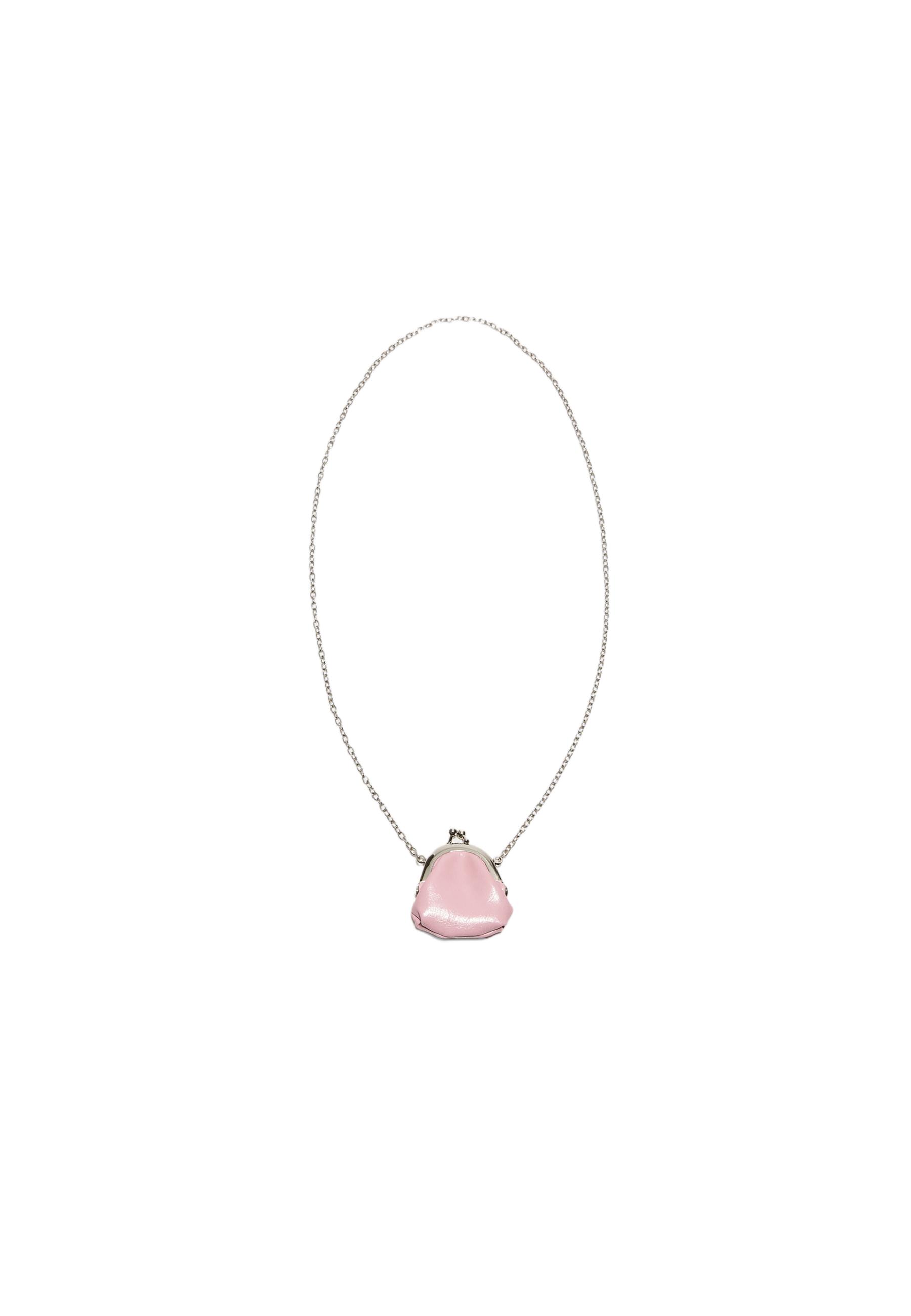 Mini pouch bag necklace — Pink