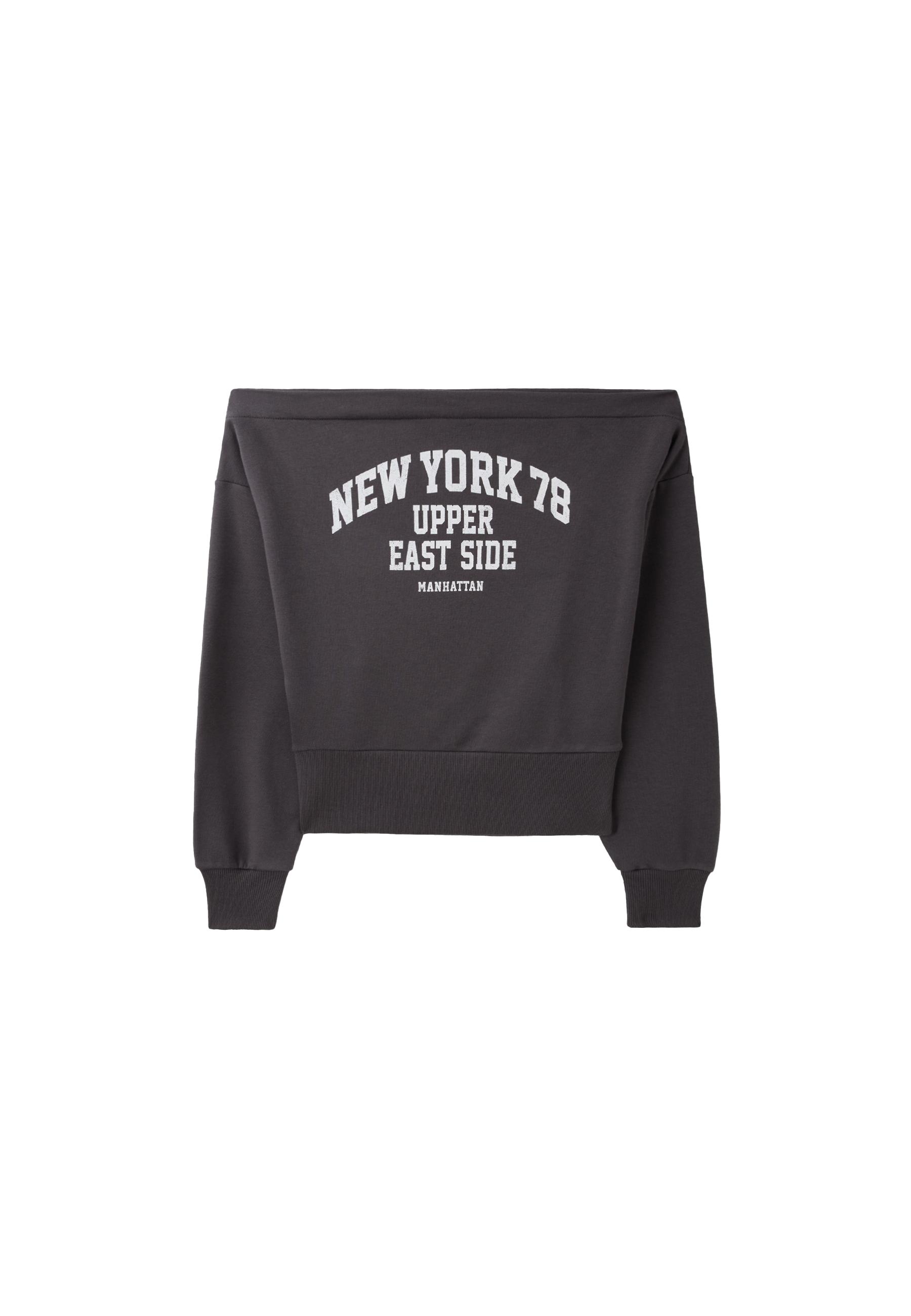 Cropped boat neck sweatshirt — Dark grey
