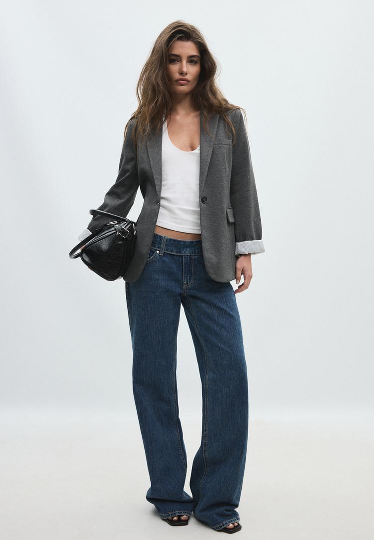 Stradivarius Sako Pravilnog Kroja S Pepita Uzorkom Grey S