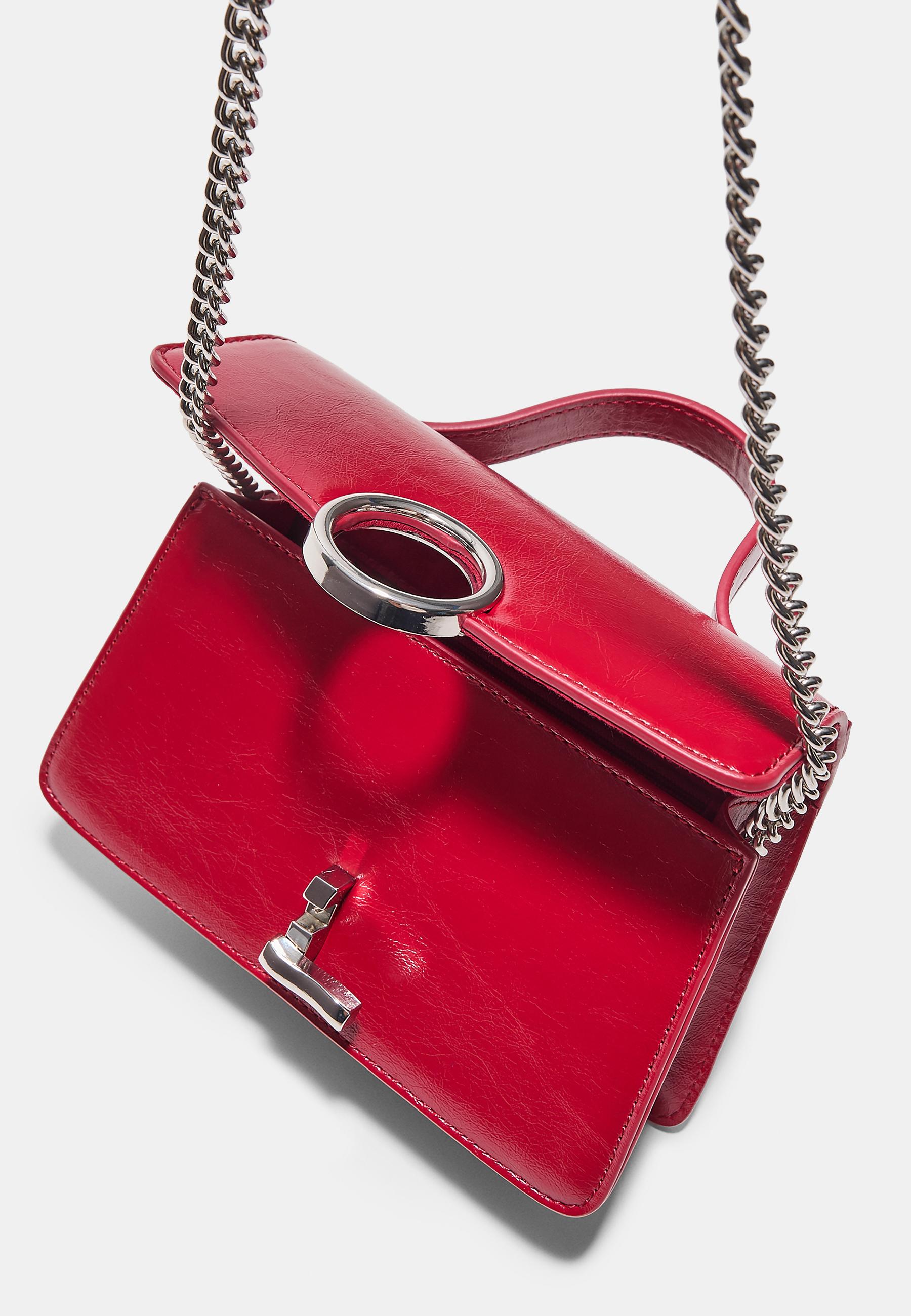 Round-clasp shoulder bag — Red