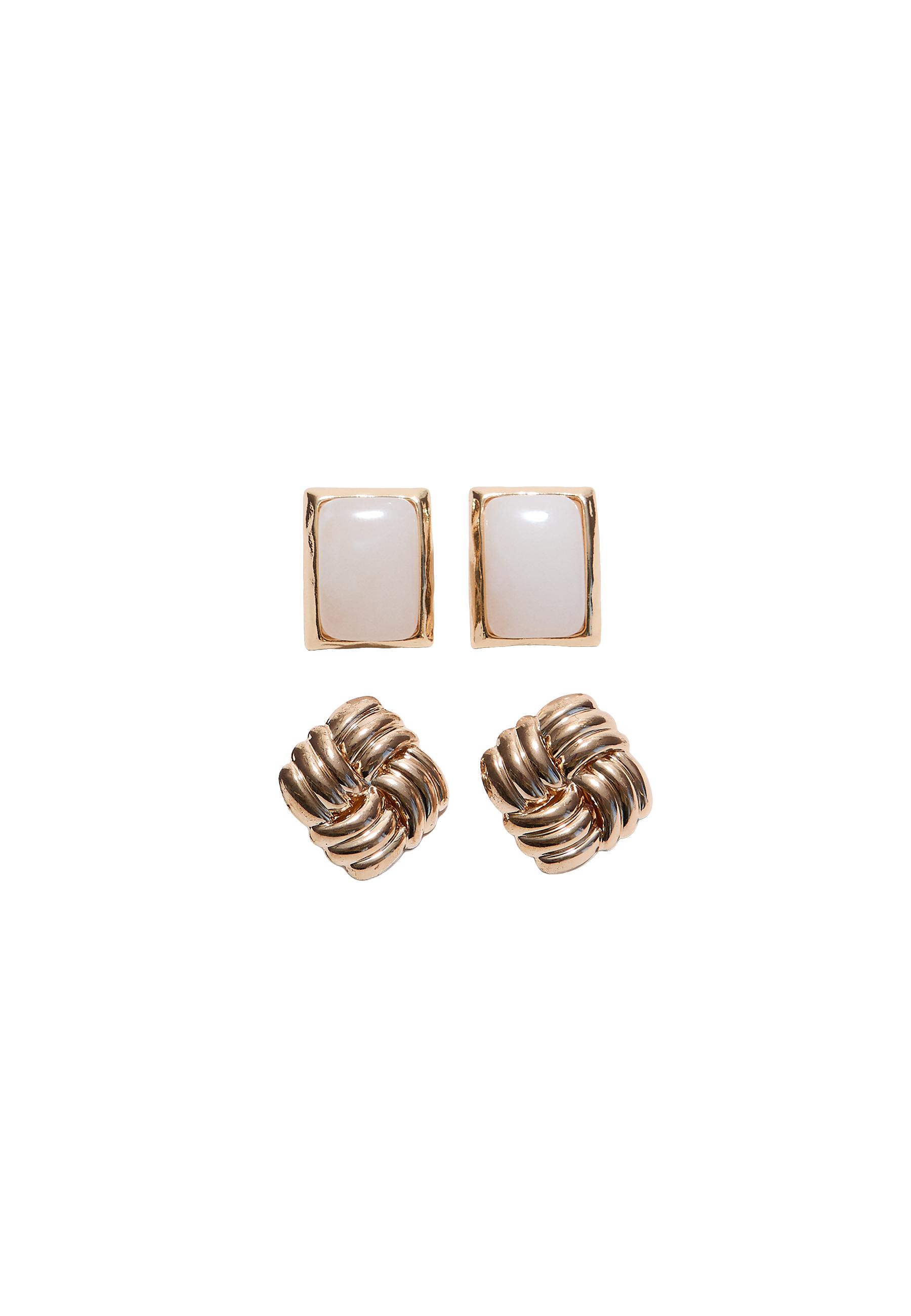 Set of 2 stud earrings — Gold