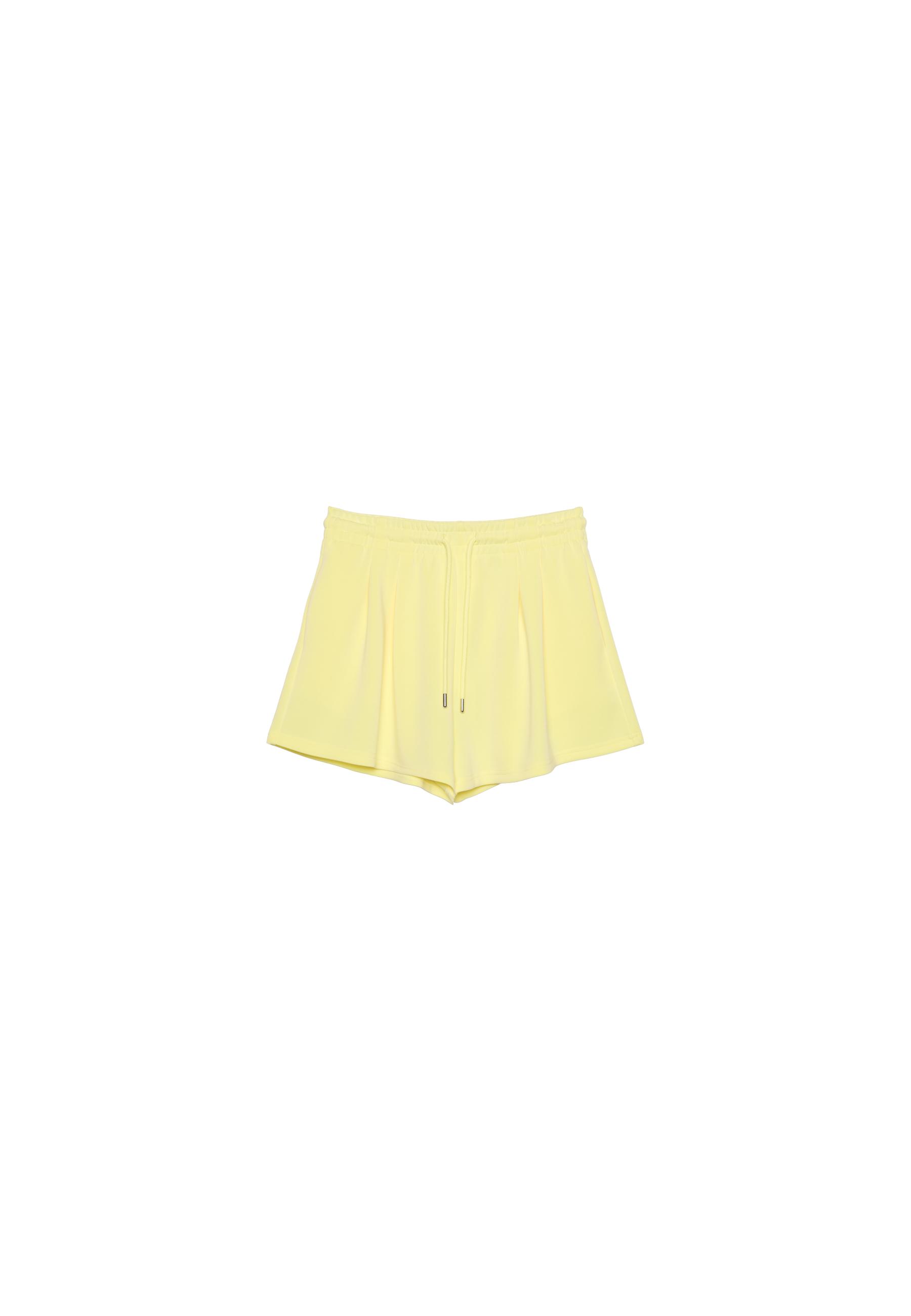 Soft-touch shorts with darts — Pastel yellow