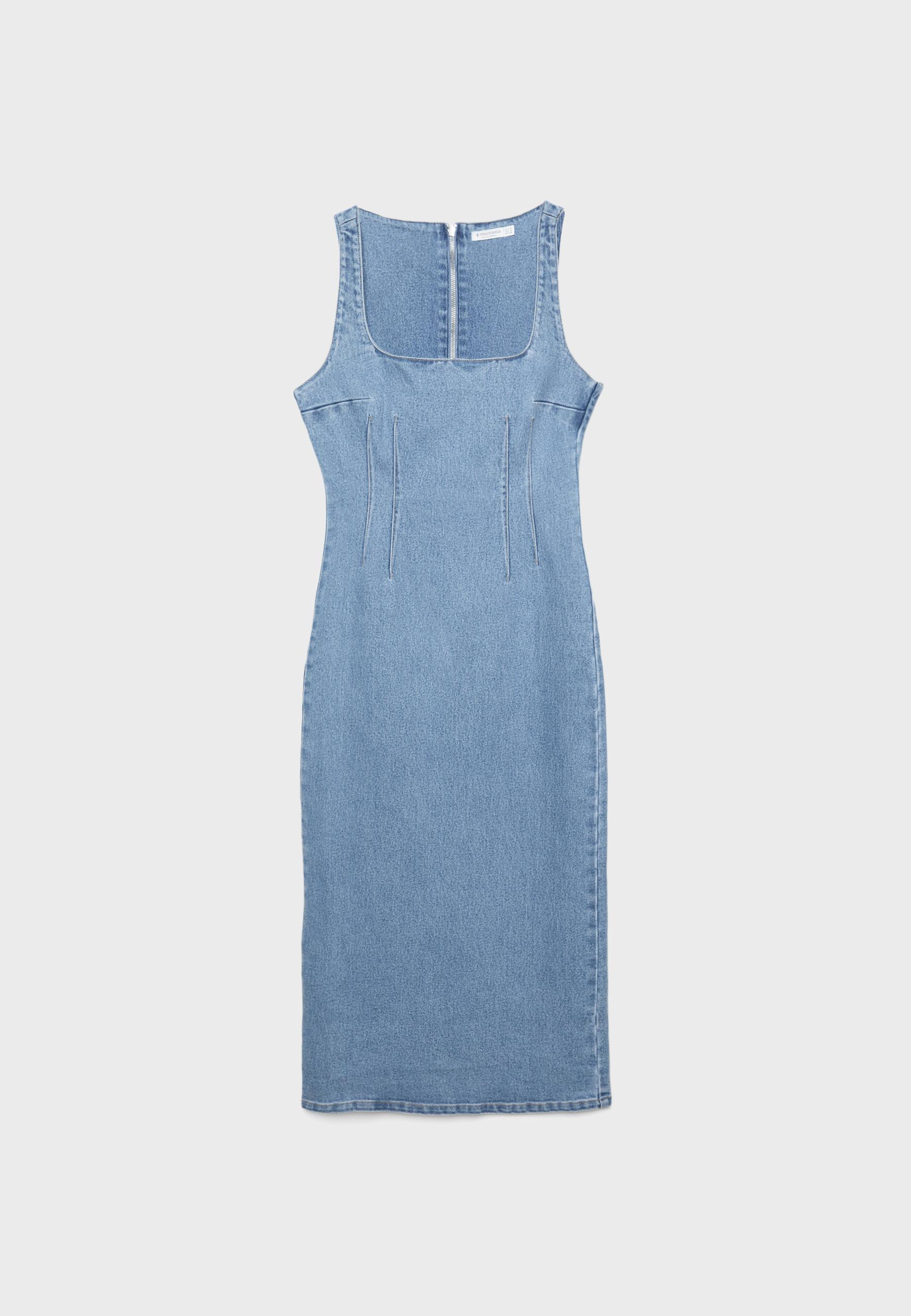 Denim midi elbise - Görsel 8