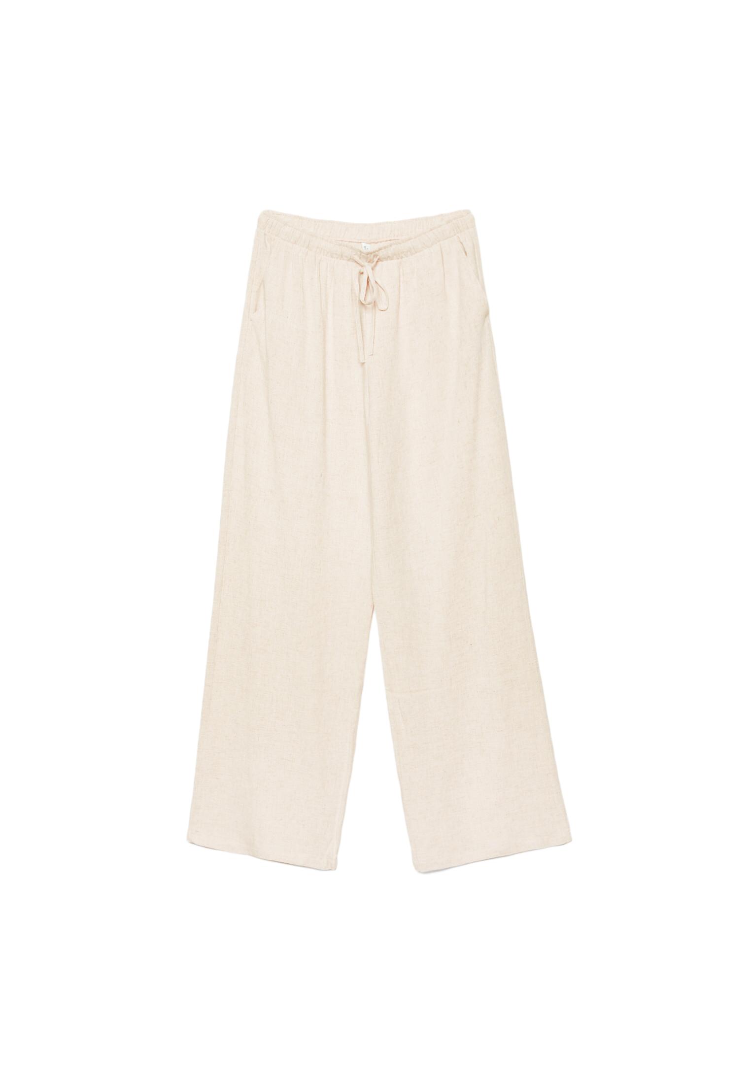 Straight-leg linen-look trousers — Stone