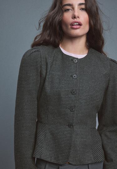 Peplum wool-blend blazer — Dark grey 3