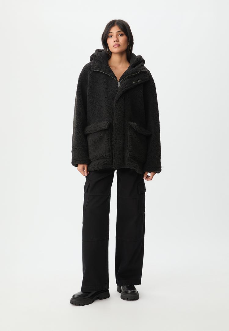 short faux shearling coat