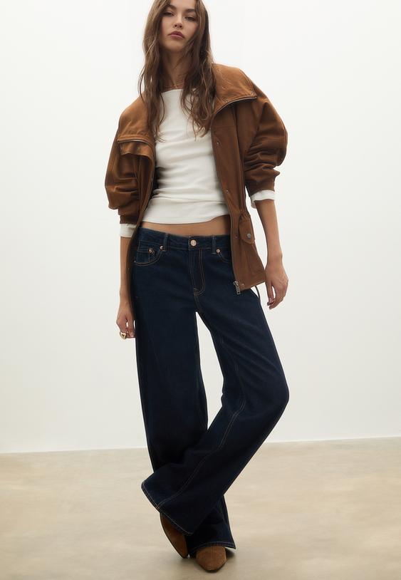 leather effect medium length parka