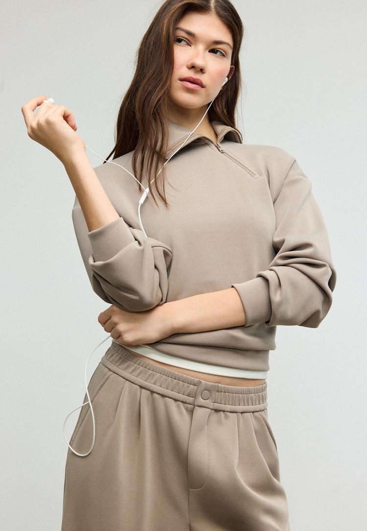 Stradivarius Φούτερ Με Πλαινό Φερμουάρ Απαλής Υφής 0-428 Xs φωτογραφία