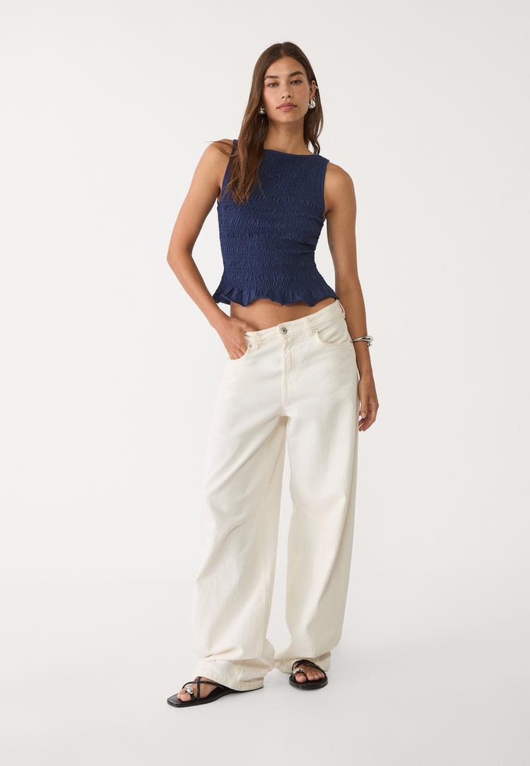 gathered t shirt with ruffles