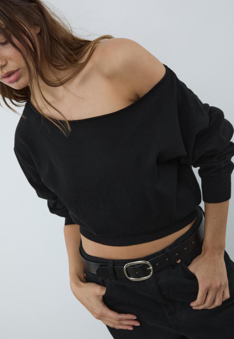 boat neck knit sweater