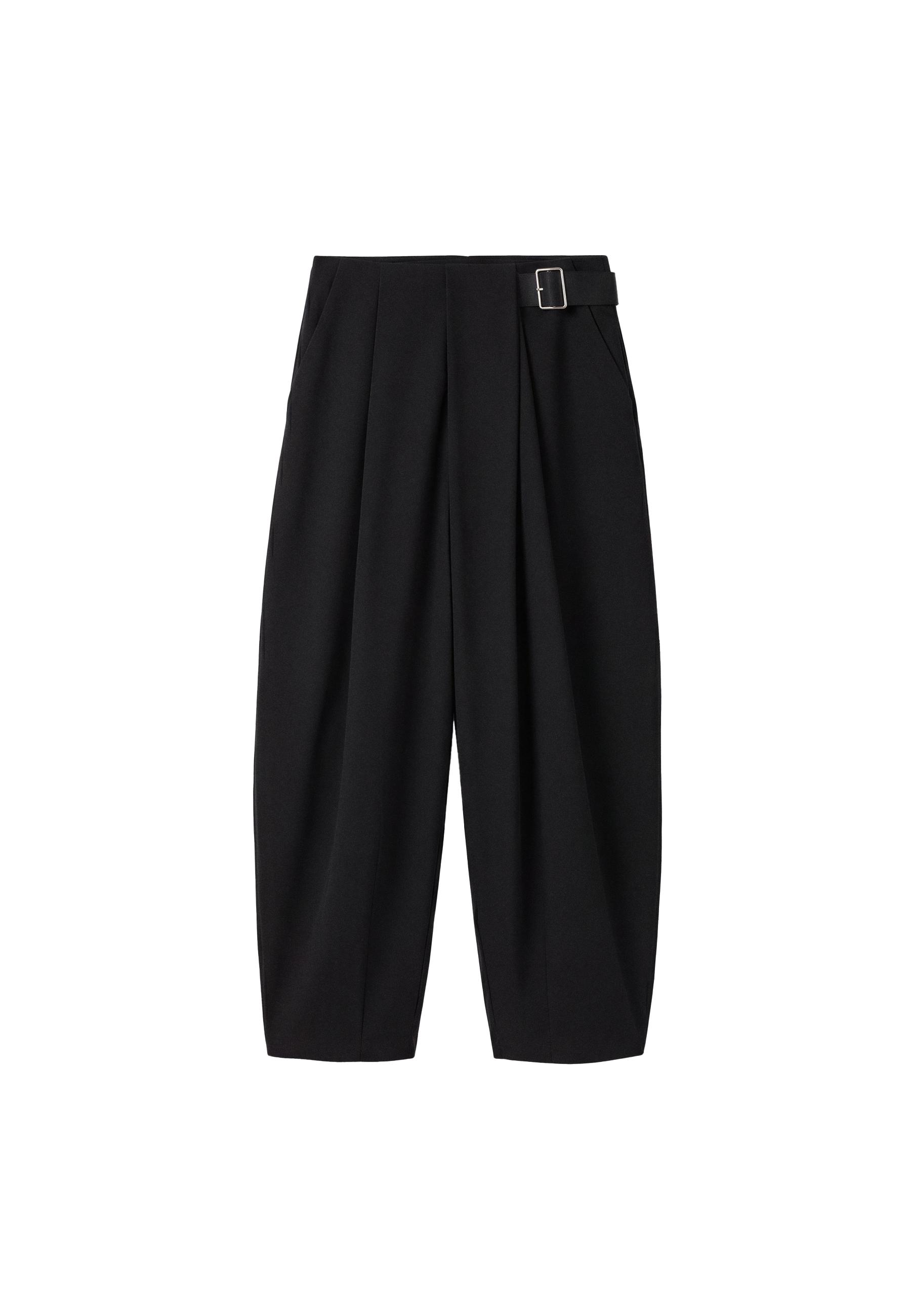 Darted smart trousers with belt — Black