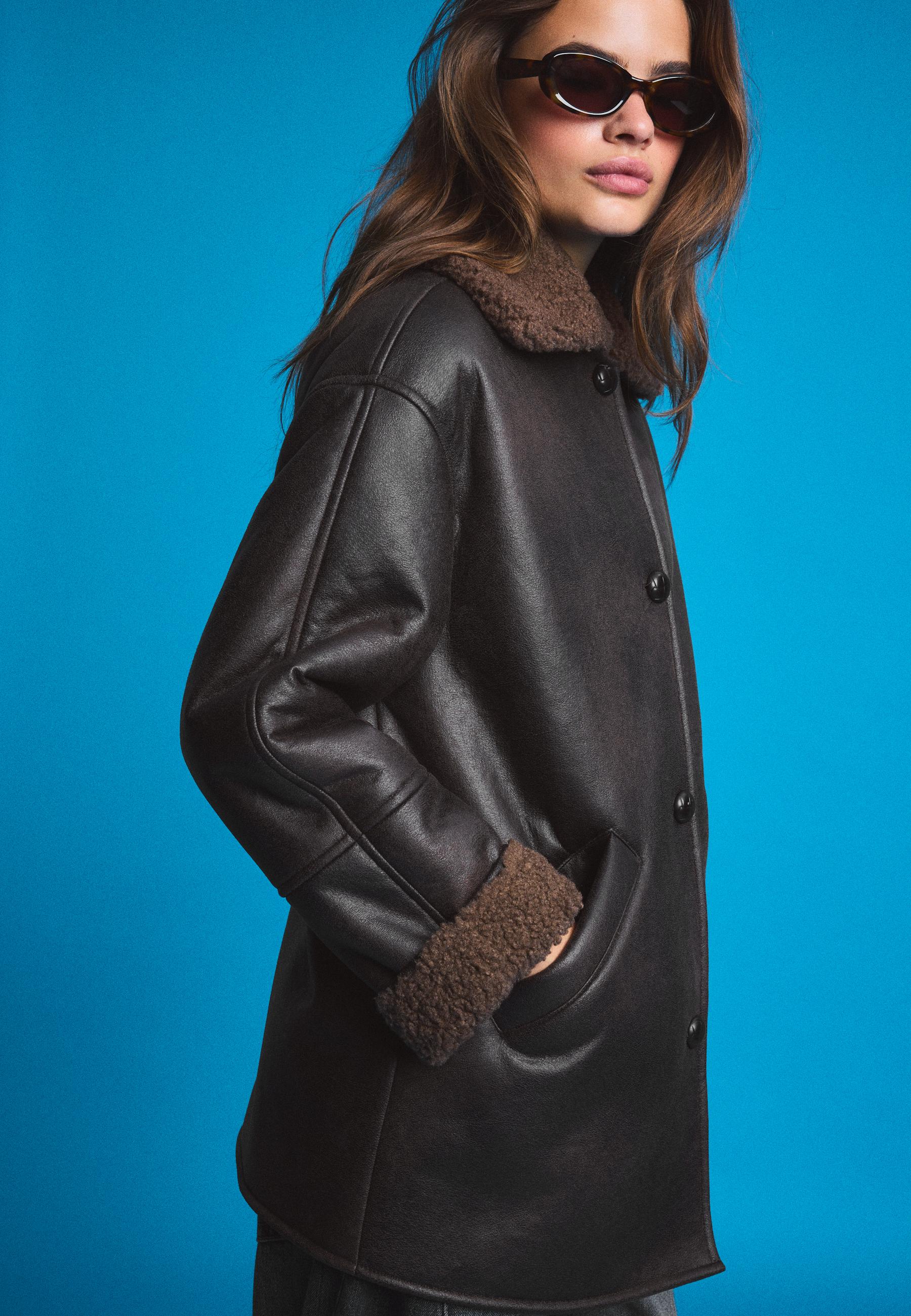 Oversize double-faced button jacket - Women's fashion