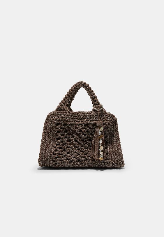 bolso tote crochet hilo metalizado