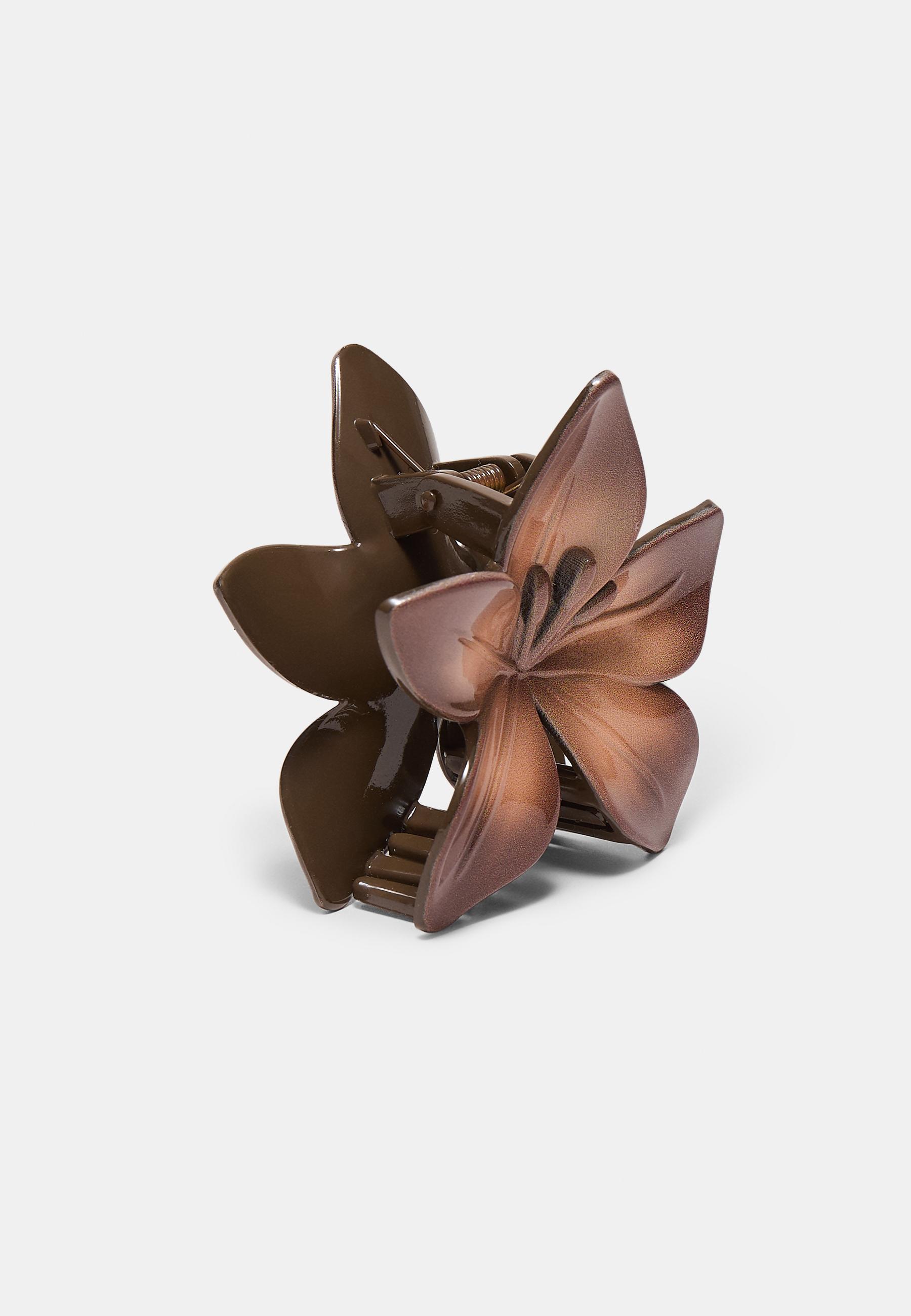 Flower hair clip — Brown