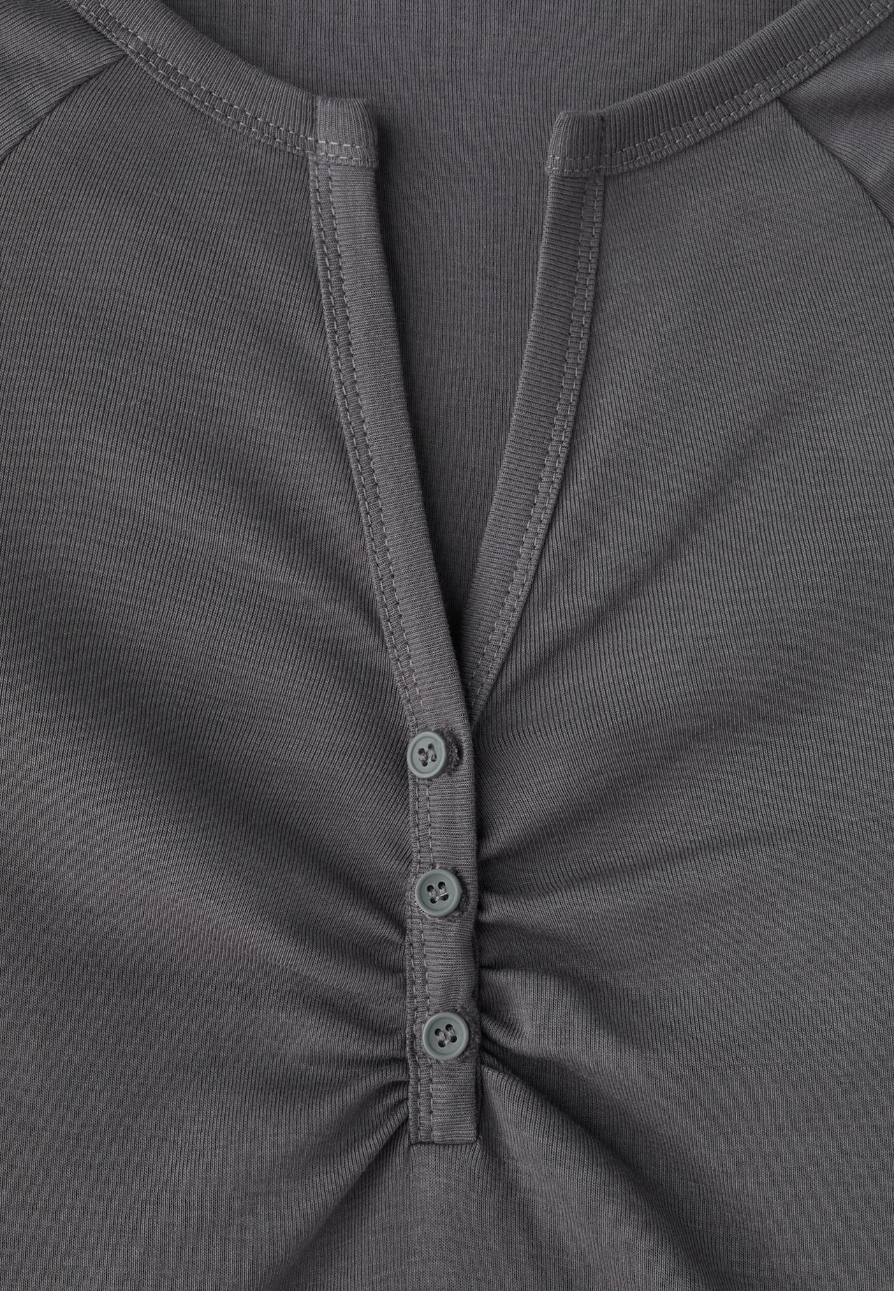 Long sleeve henley top — Dark grey