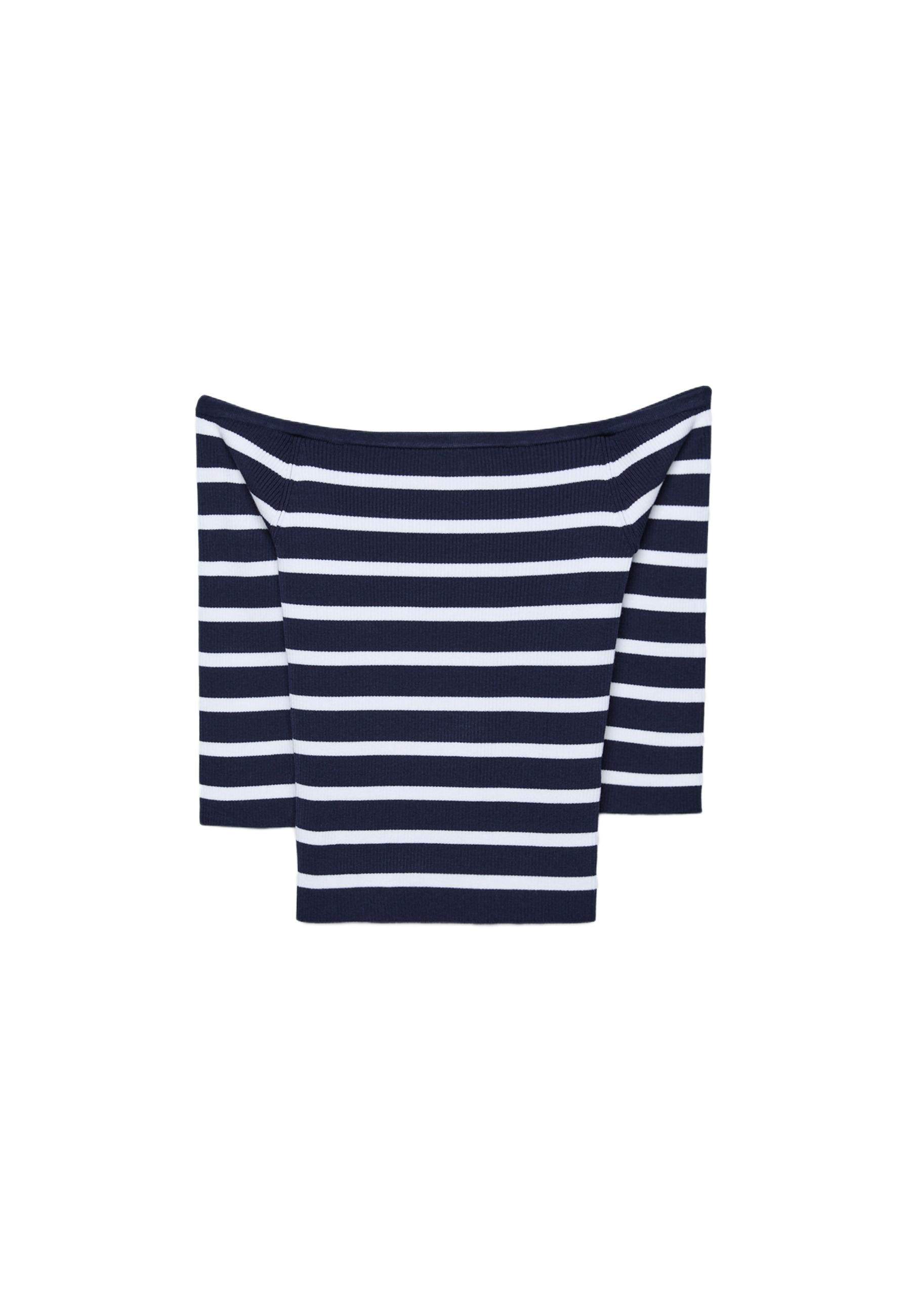Fitted striped knit jumper — Dark blue