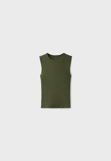Basic Sleeveless T-Shirt — Khaki 7